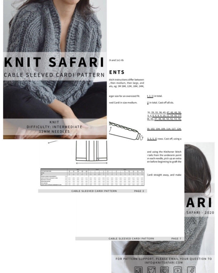 Cable Sleeved Cardi Pattern - Downloadable Chunky Knitting Pattern ...